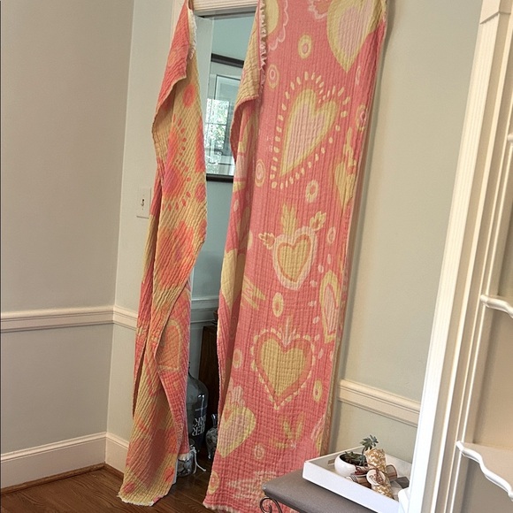 Heart Patterned Blanket Towel Wrap Organic Cotton Loom Weave NEW (Listing for 1) - Picture 4 of 6